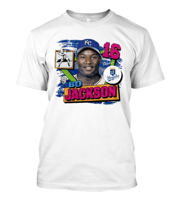 Bo Jackson 16 Kansas City Royals Topps 75 Vintage Baseball Memorabilia T-Shirt