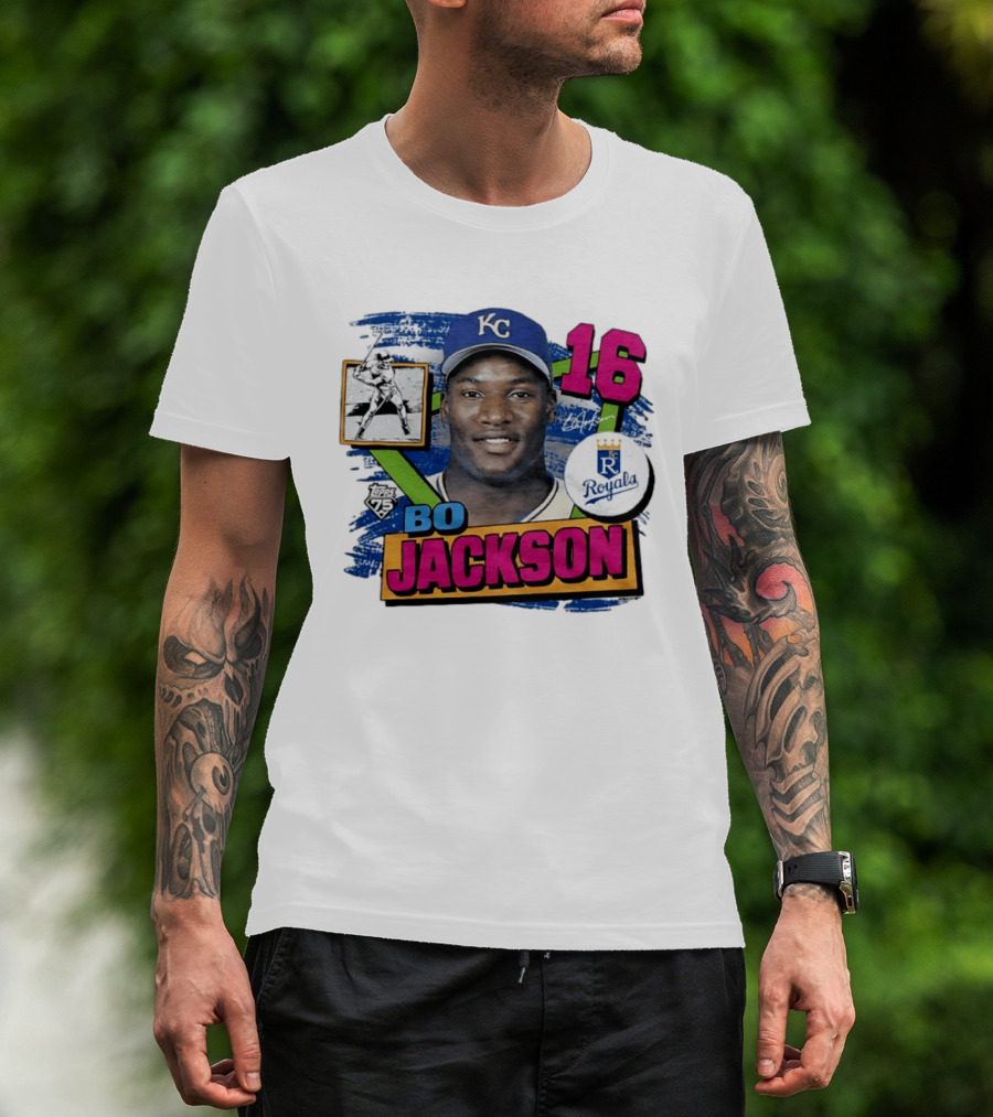 Bo Jackson 16 Kansas City Royals Topps 75 Vintage Baseball Memorabilia T-Shirt