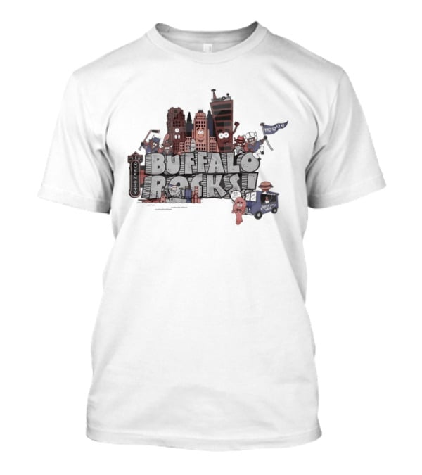 Buffalo Rocks City Landmarks Cartoon Historic Skyline T-Shirt