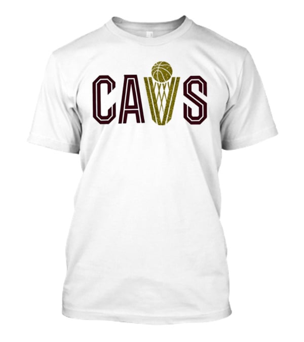 CAVS Gold Glitter Basketball Trophy Net T-Shirt