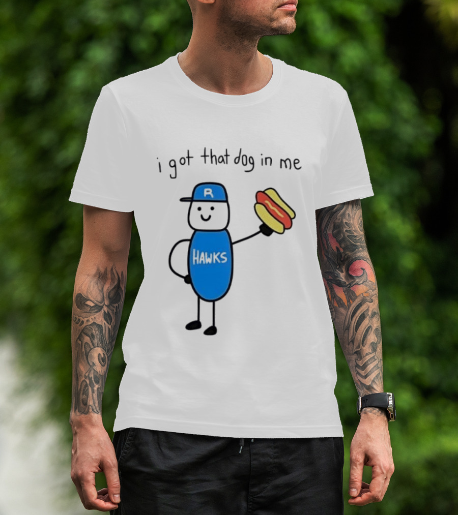 Edmonton Riverhawks I Got That Dog In Me Hot Dog Baseball Stick Figure T-Shirt