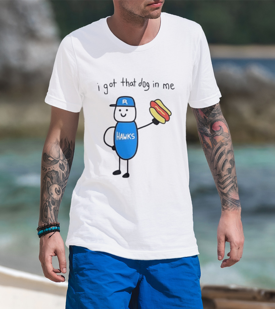 Edmonton Riverhawks I Got That Dog In Me Hot Dog Baseball Stick Figure T-Shirt