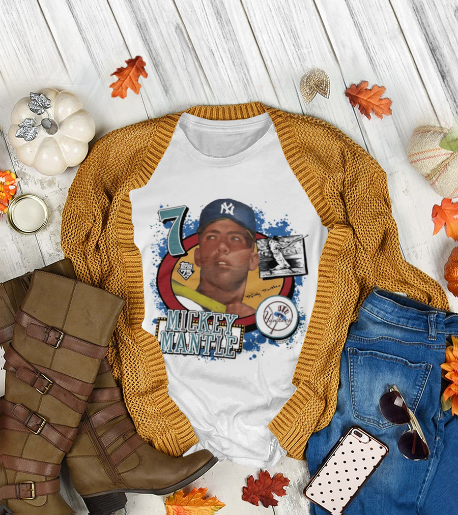 Mickey Mantle 7 Yankees Baseball T-Shirt