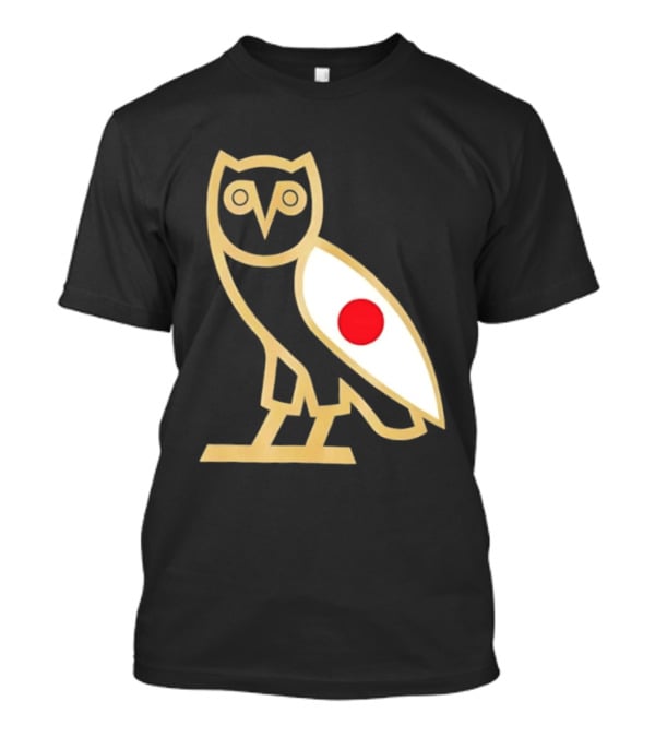 OVO Owl Japan Flag Icon Gold Outline And Red Circle Motif T-Shirt