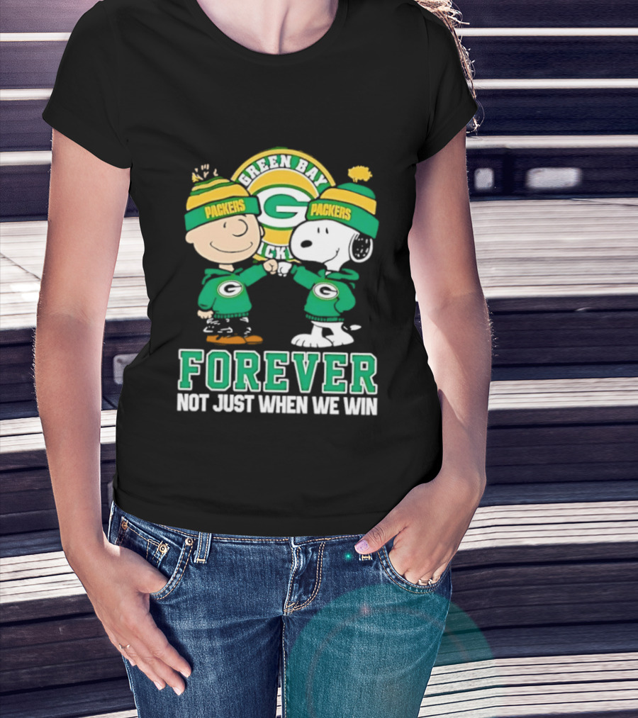 Peanuts Charlie Brown Snoopy Green Bay Packers Forever Not Just When We Win T-Shirt