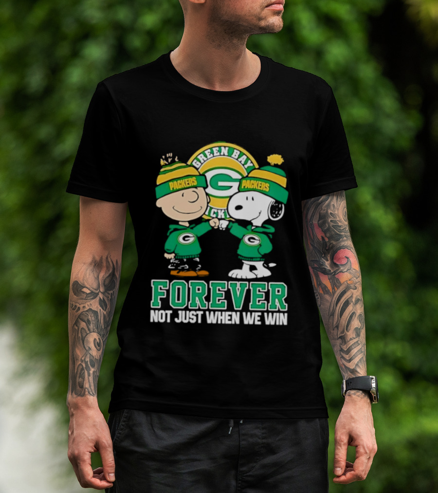 Peanuts Charlie Brown Snoopy Green Bay Packers Forever Not Just When We Win T-Shirt