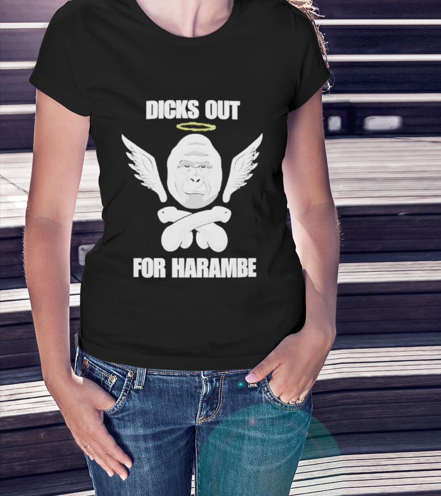 Gorilla With Wings Halo Dicks Out For Harambe T-Shirt