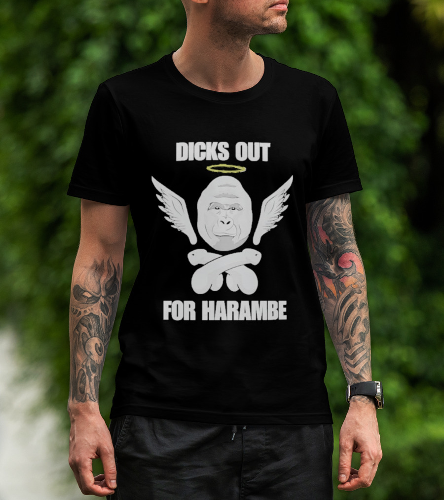 Gorilla With Wings Halo Dicks Out For Harambe T-Shirt