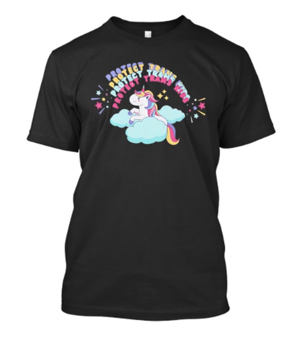 Protect Trans Kids Unicorn Rainbow Stars Cloud T-Shirt