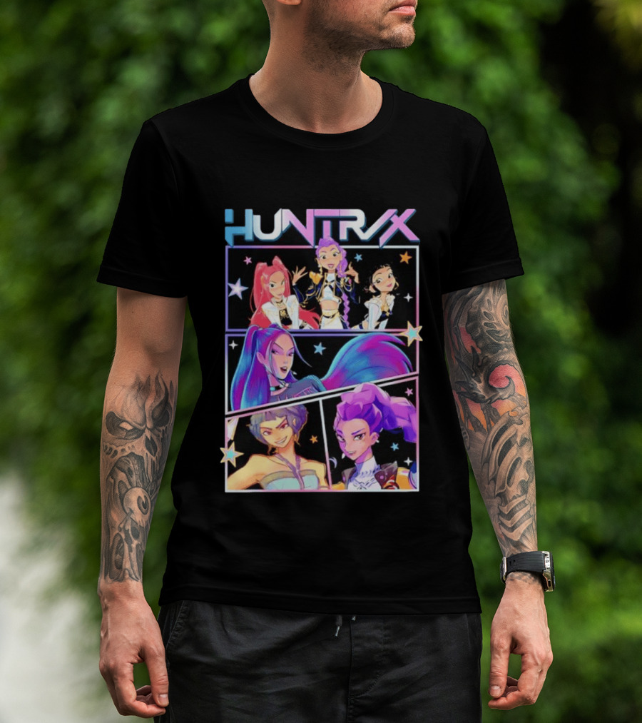 Huntrix Anime Character Panel Demon Hunter T-Shirt