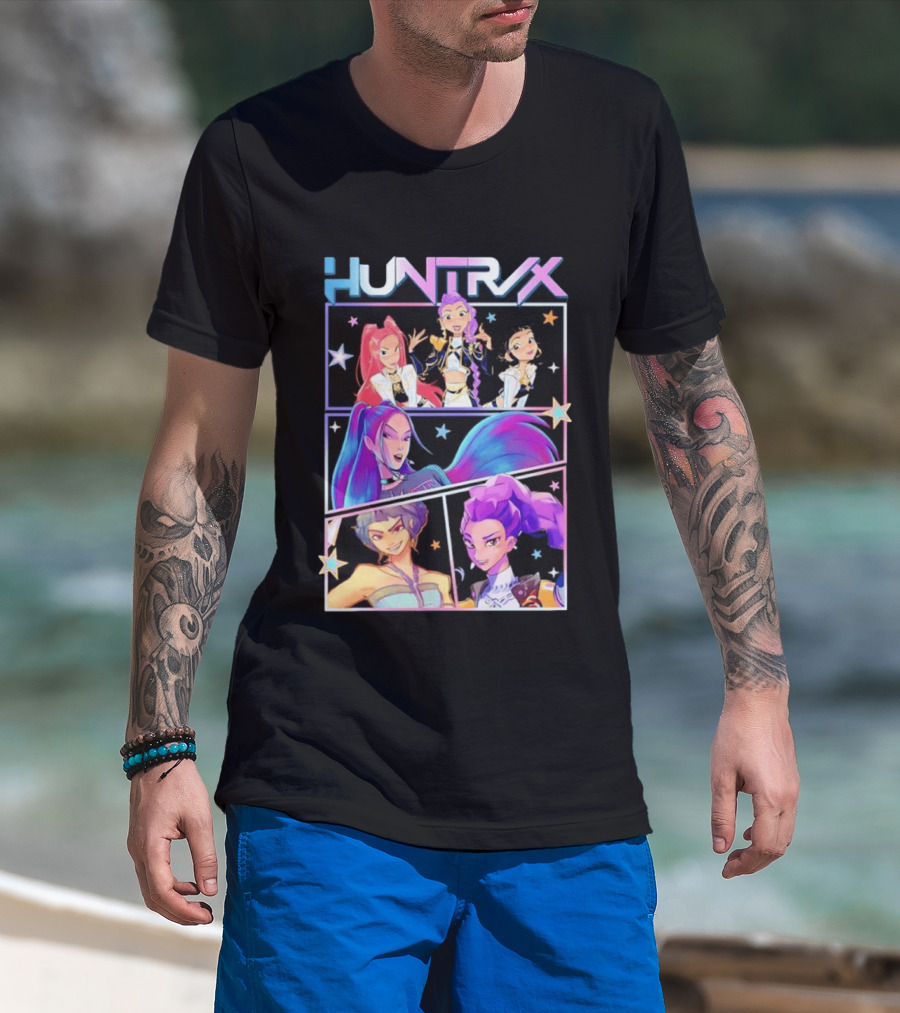 Huntrix Anime Character Panel Demon Hunter T-Shirt