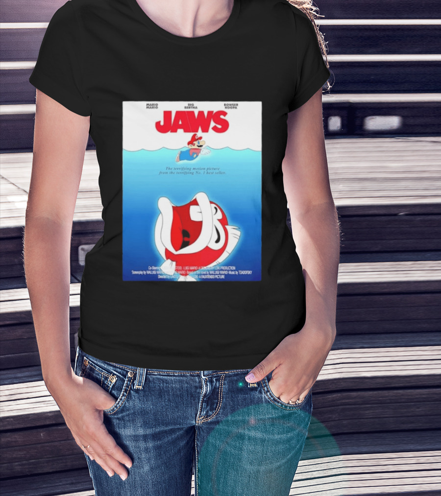 Mario Jaws Big Bertha Bowser Koopa Movie T-Shirt