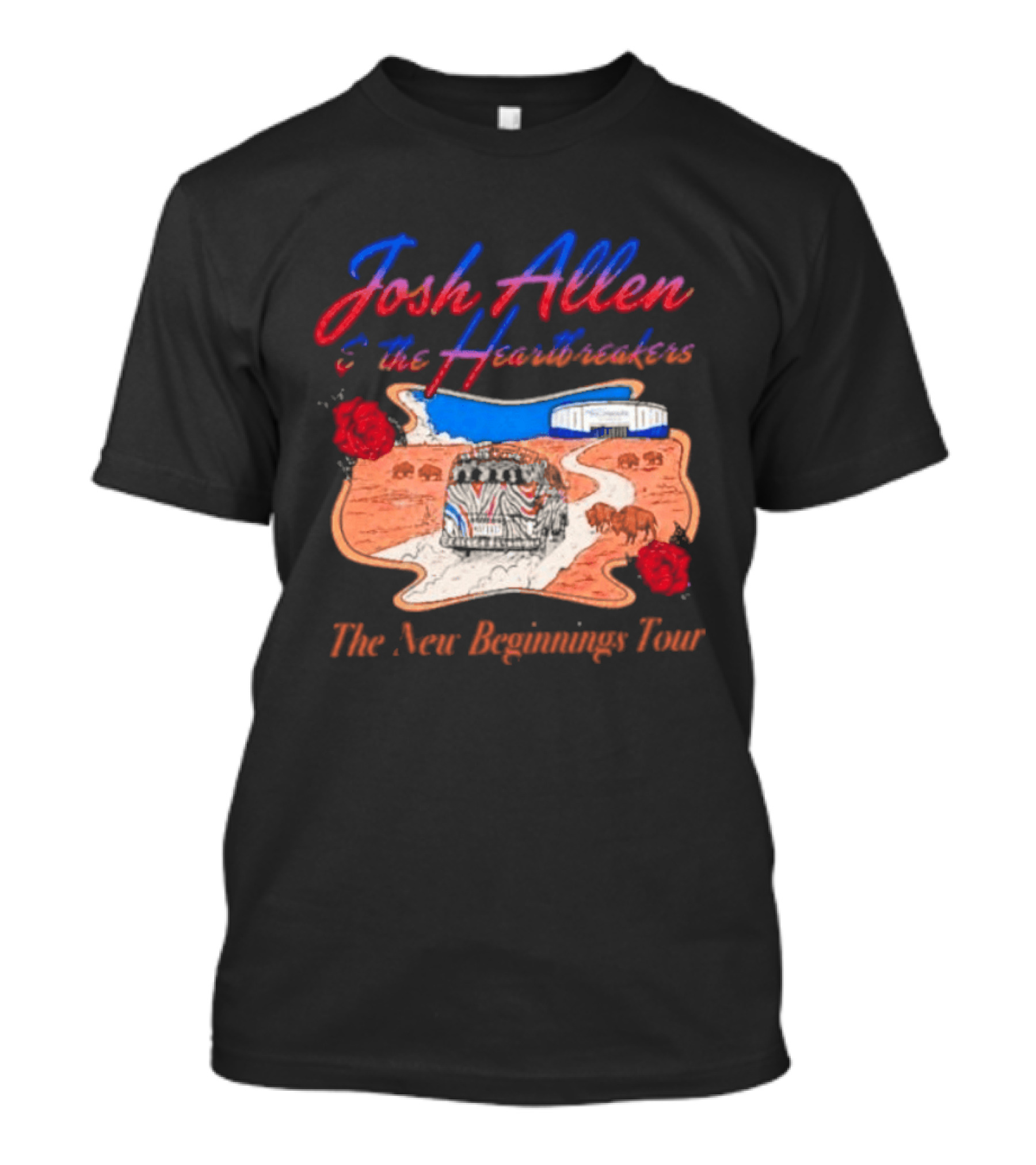 Josh Allen And The Heartbreakers New Beginnings Tour Bills Stadium Path Roses T-Shirt