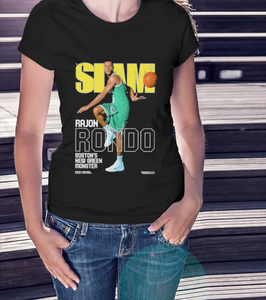 Slam Magazine Cover Rajon Rondo Boston New Green Monster Basketball T-Shirt