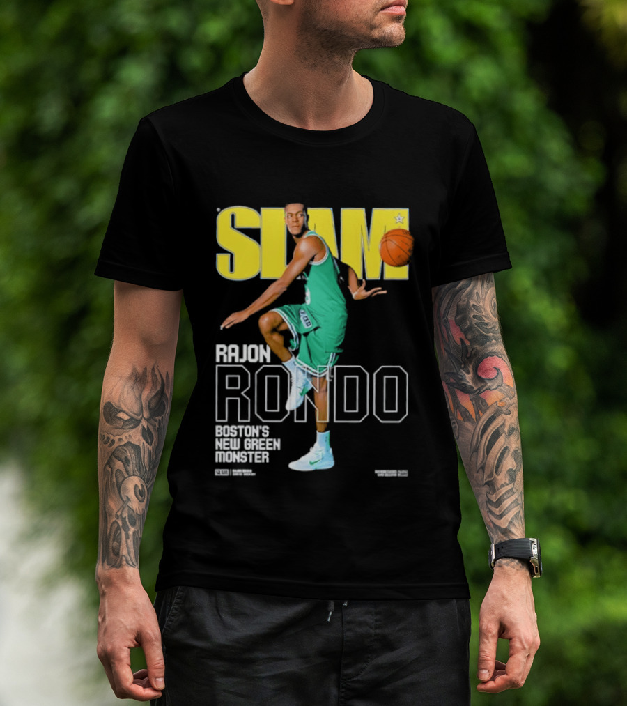 Slam Magazine Cover Rajon Rondo Boston New Green Monster Basketball T-Shirt