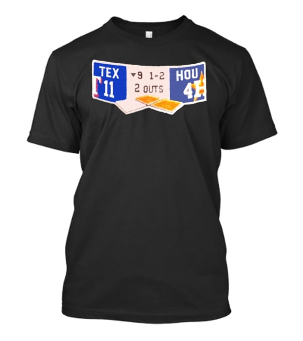 Texas Rangers 11 Houston Astros 4 Scoreboard 9th Inning 2 Outs T-Shirt