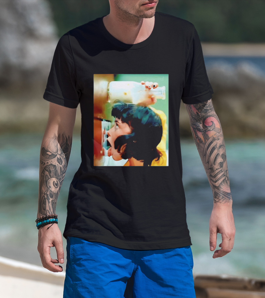 The Girl With Banging Head Licking Milk Scene T-Shirt