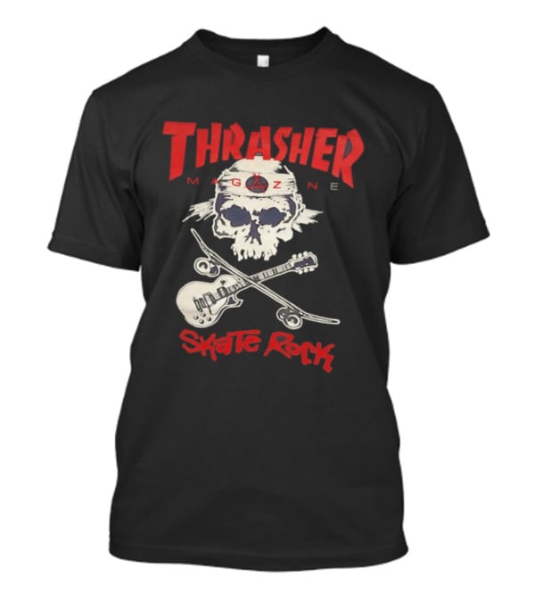 Thrasher Magazine Skate Rock Skull Guitar Crossbones T-Shirt