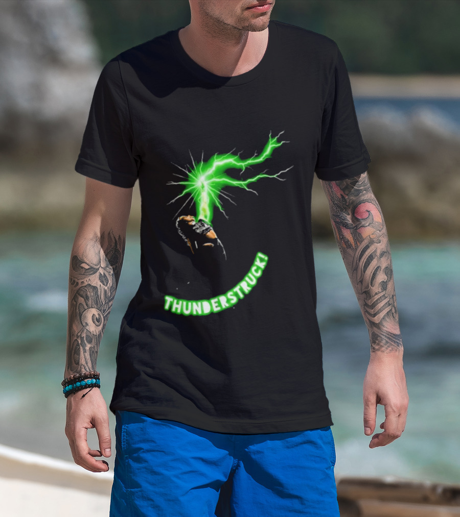 Thunderstruck Green Lightning Female Wrestler Power Burst T-Shirt