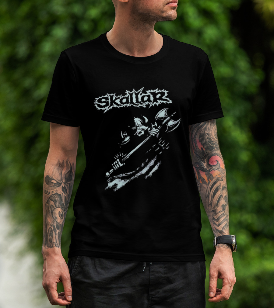 Skallar Death Metal Band Skull Axe T-Shirt