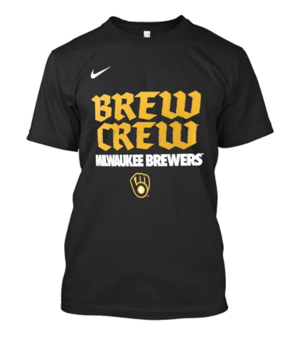 Milwaukee Brewers Nike Brew Crew Handwriting Club Baseball Glove T-Shirt
