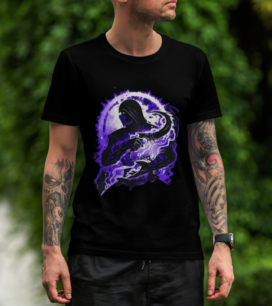 Noob Saibot Master Of The Shadow Mortal Kombat Dark Warrior Purple Aura T-Shirt