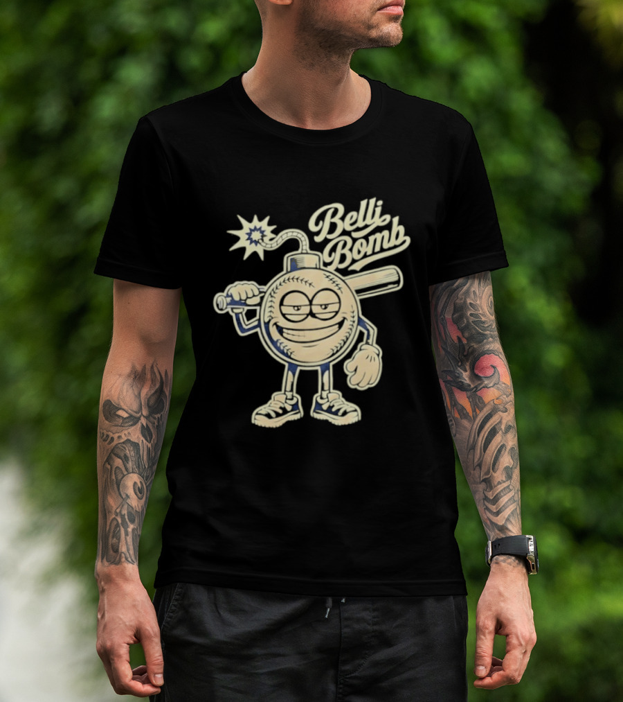 Belli Bomb Baseball Cartoon Bat T-Shirt