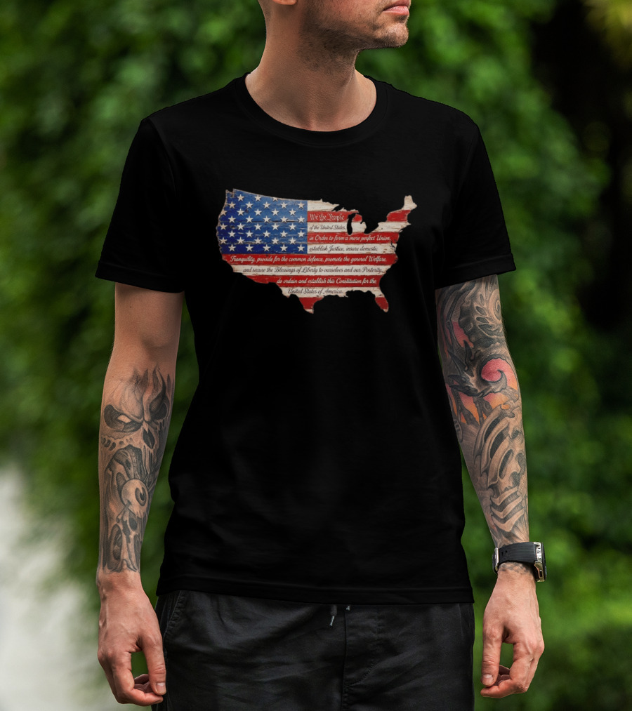 We The People Flag Map Of The United States Constitution T-Shirt