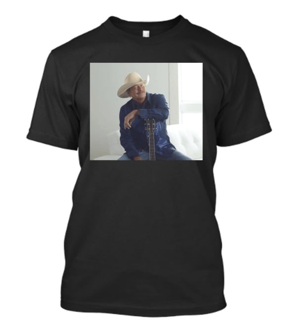Alan Jackson I Want To Stroll Over Heaven With You White Hat Blue Guitar T-Shirt