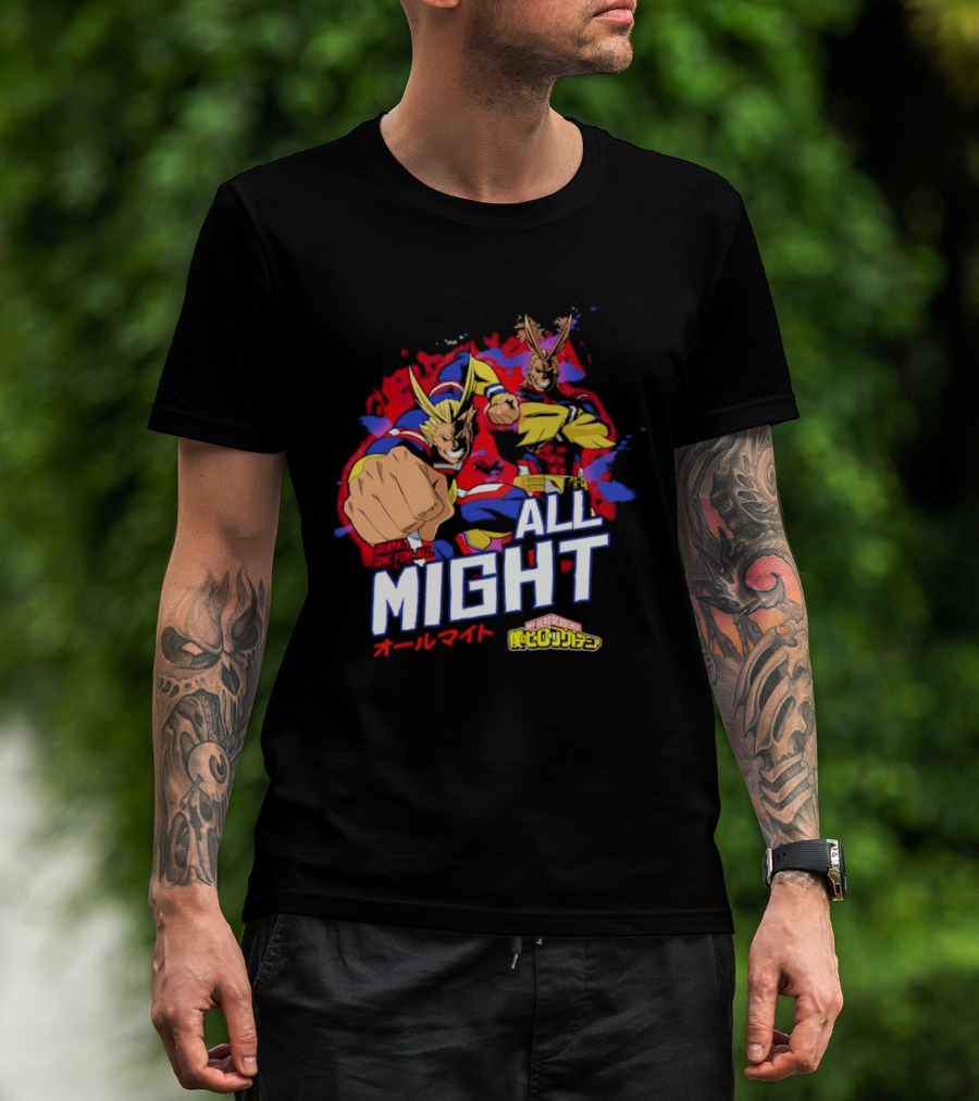 All Might My Hero Academia Anime Hero Iconic Character Art Quirk One For All T-Shirt