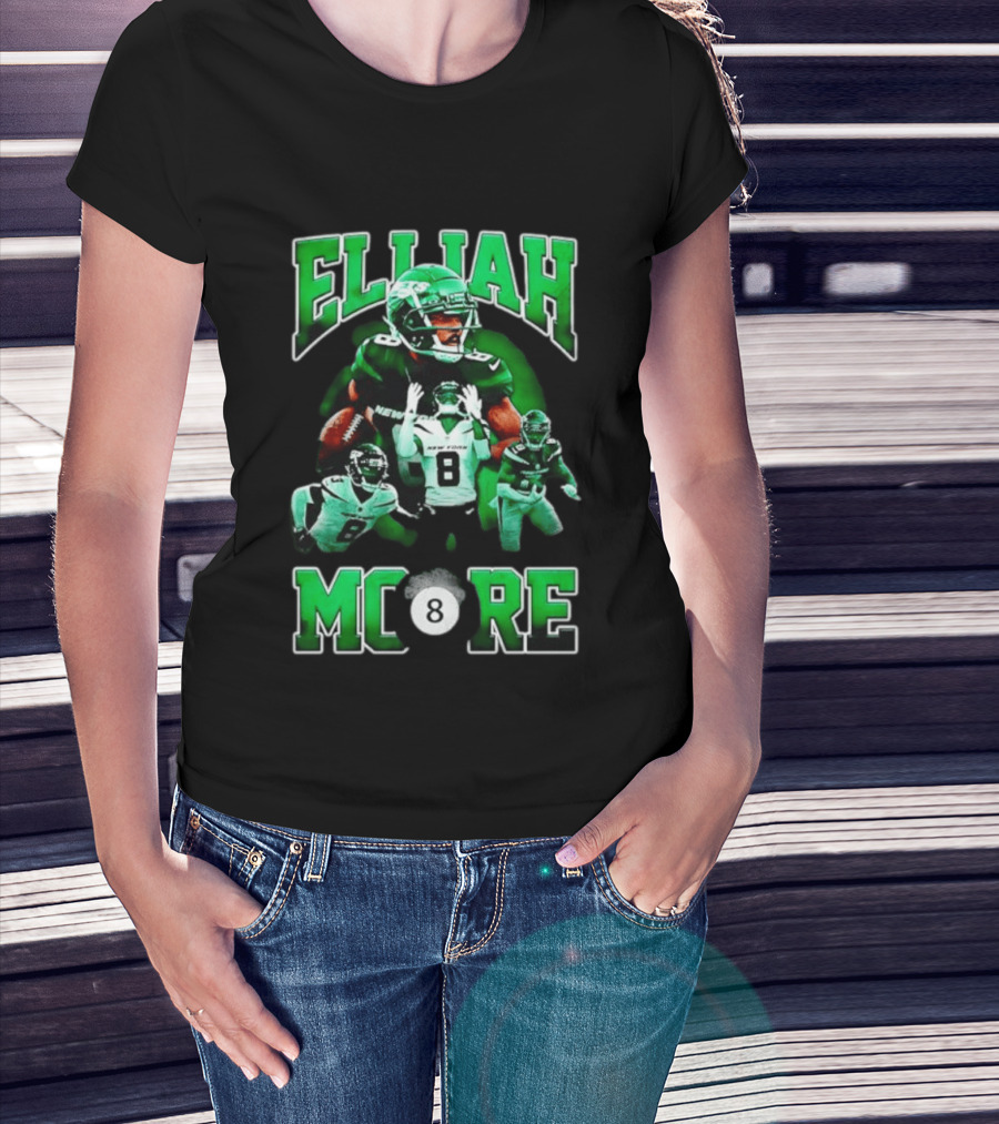 Elijah Moore New York Jets Number 8 NFL Team Player T-Shirt
