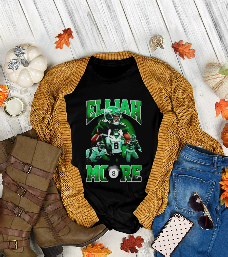Elijah Moore New York Jets Number 8 NFL Team Player T-Shirt