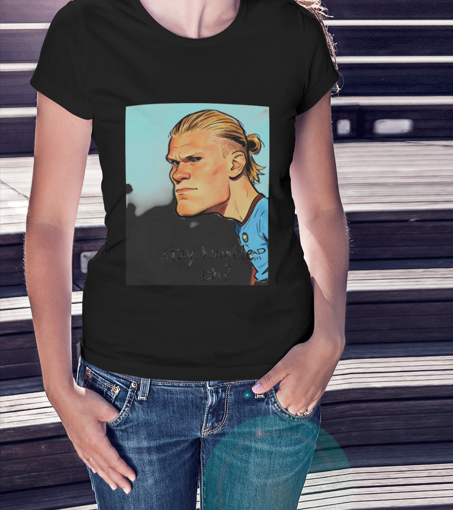 Erling Haaland Cartoon Manchester City Stay Humble Eh T-Shirt