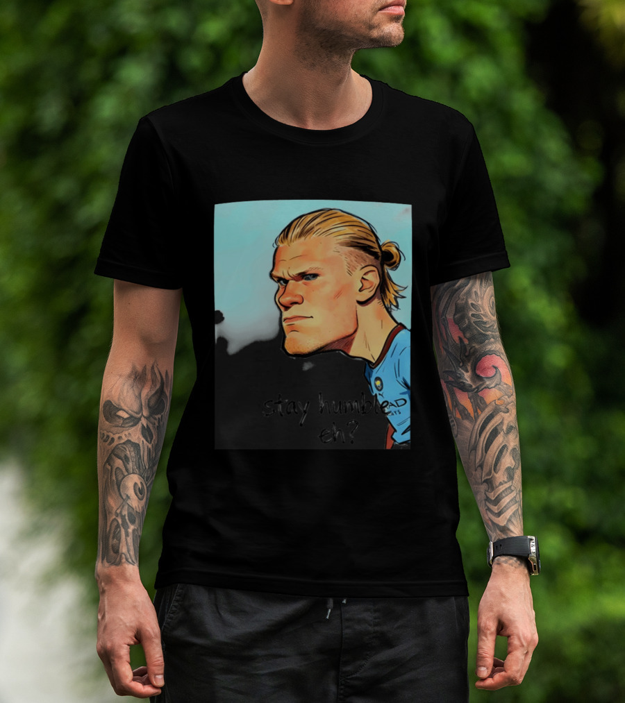 Erling Haaland Cartoon Manchester City Stay Humble Eh T-Shirt