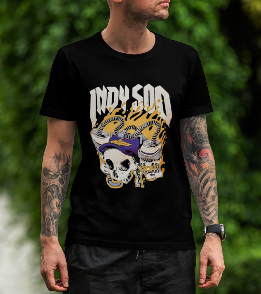Indy 500 Skull Cap Beer Drinking Racing T-Shirt