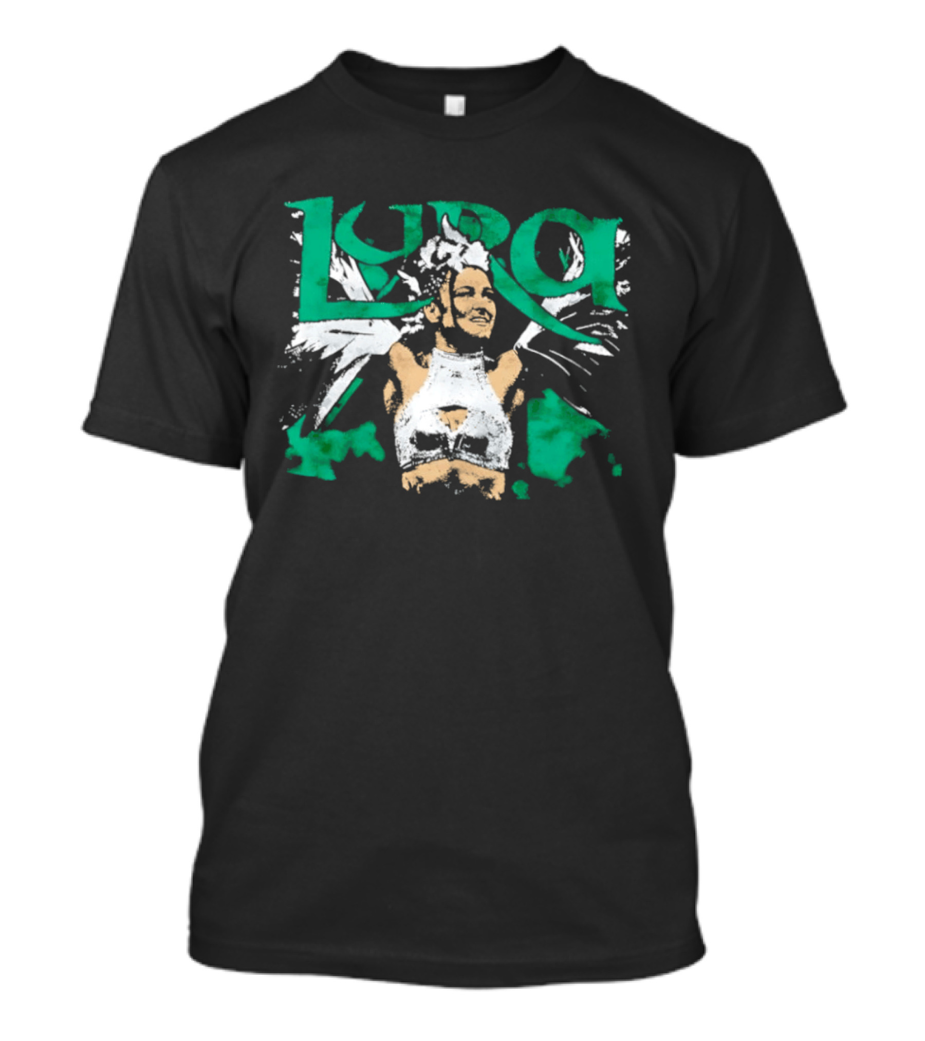 Lyra Valkyria WWE Wrestling White Outfit Green Accents T-Shirt