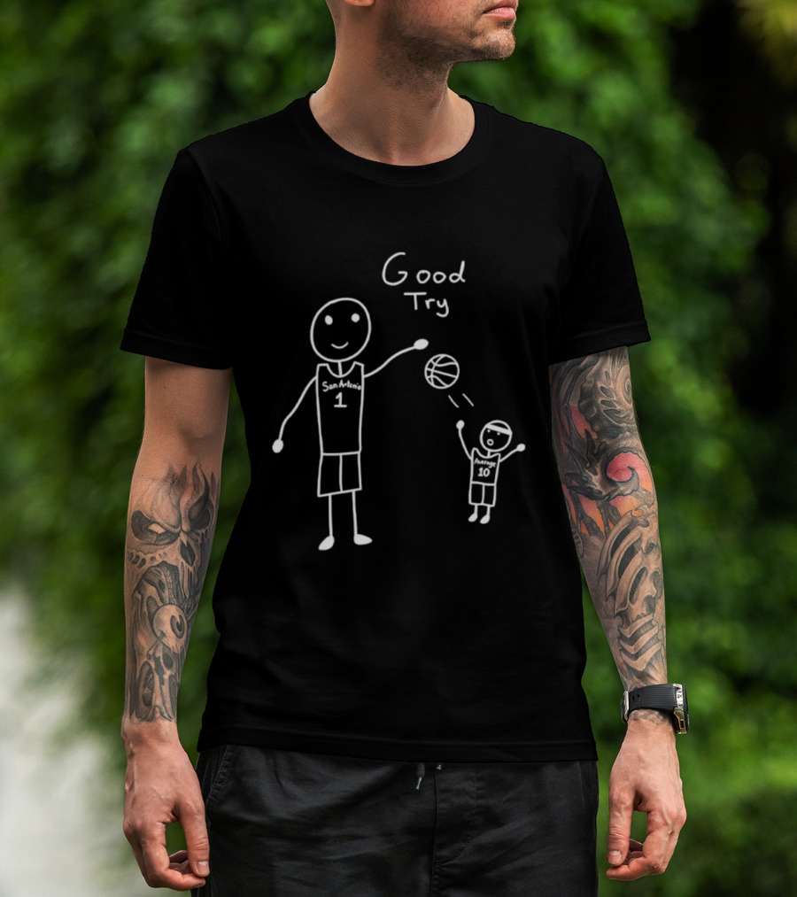 San Antonio Spurs Victor Wembanyama Good Try Basketball Cartoon T-Shirt
