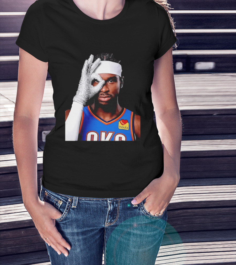 Shai Gilgeous Alexander Oklahoma City Thunder Clutch Player Of The Year 2026 Glitter Gloves Houta OKC T-Shirt