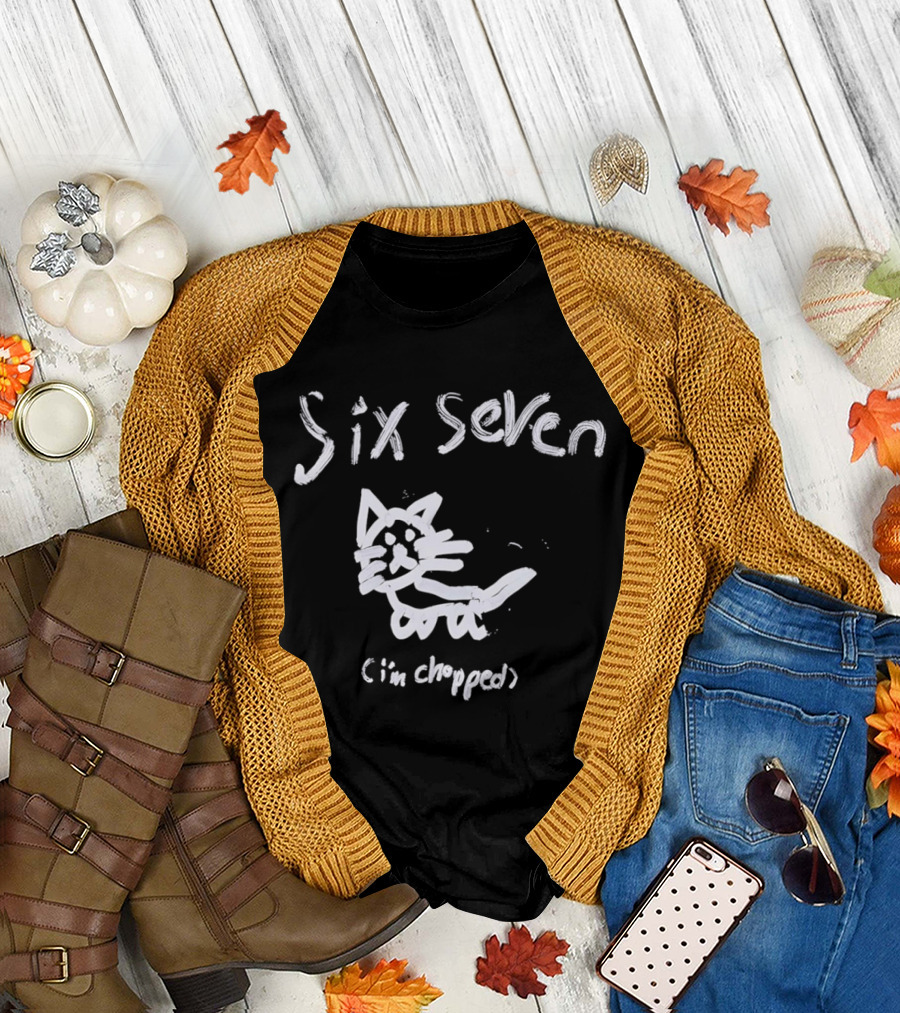 Six Seven I'm Chopped Hand Drawn Cat Sketch T-Shirt
