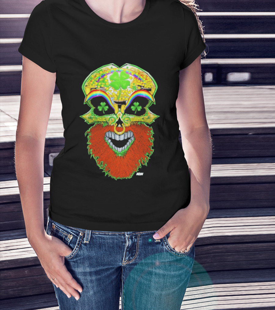 Tommaso Ciampa Lucky Psycho AEW Skull Four Leaf Clover Rainbow T-Shirt