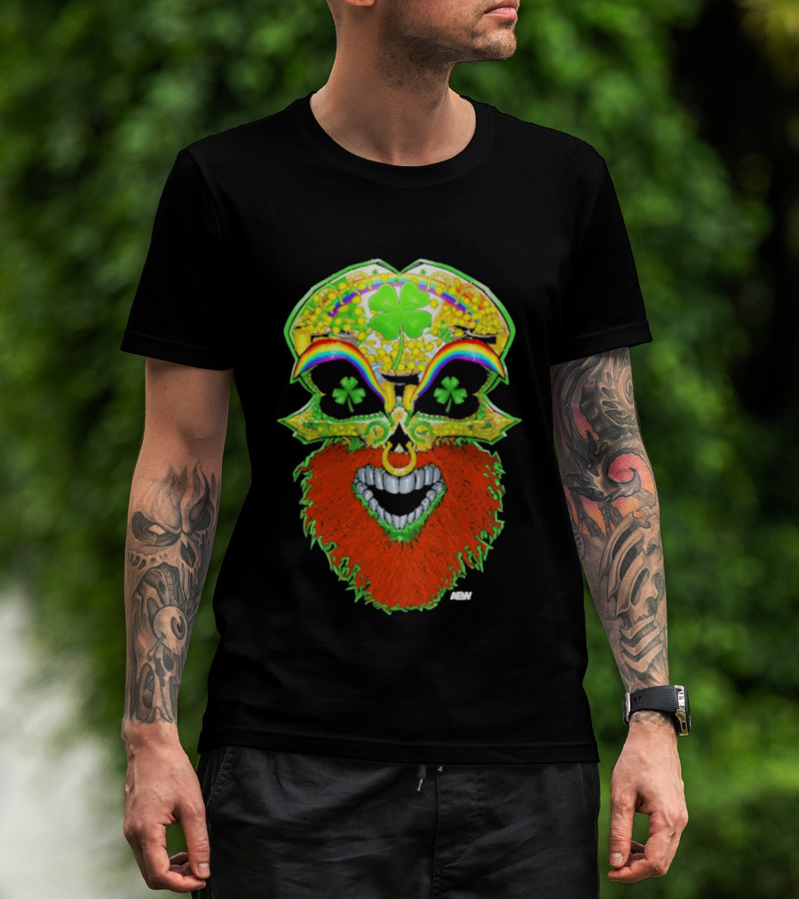 Tommaso Ciampa Lucky Psycho AEW Skull Four Leaf Clover Rainbow T-Shirt