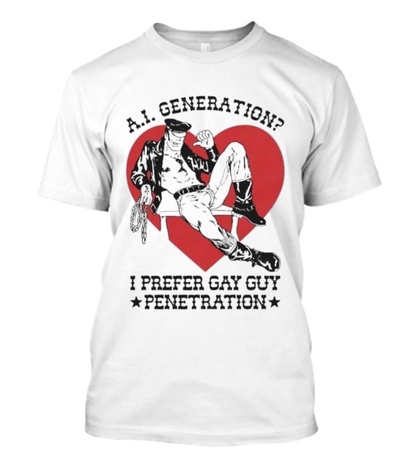 A.I. Generation I Prefer Gay Guy Penetration Heart Background Leather Outfit T-Shirt