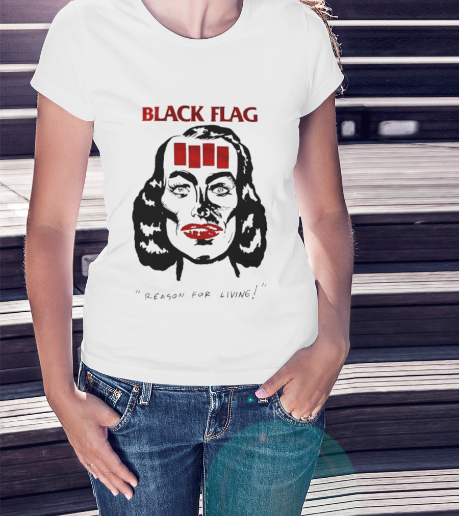 Black Flag Reason For Living Rare 80s T-Shirt