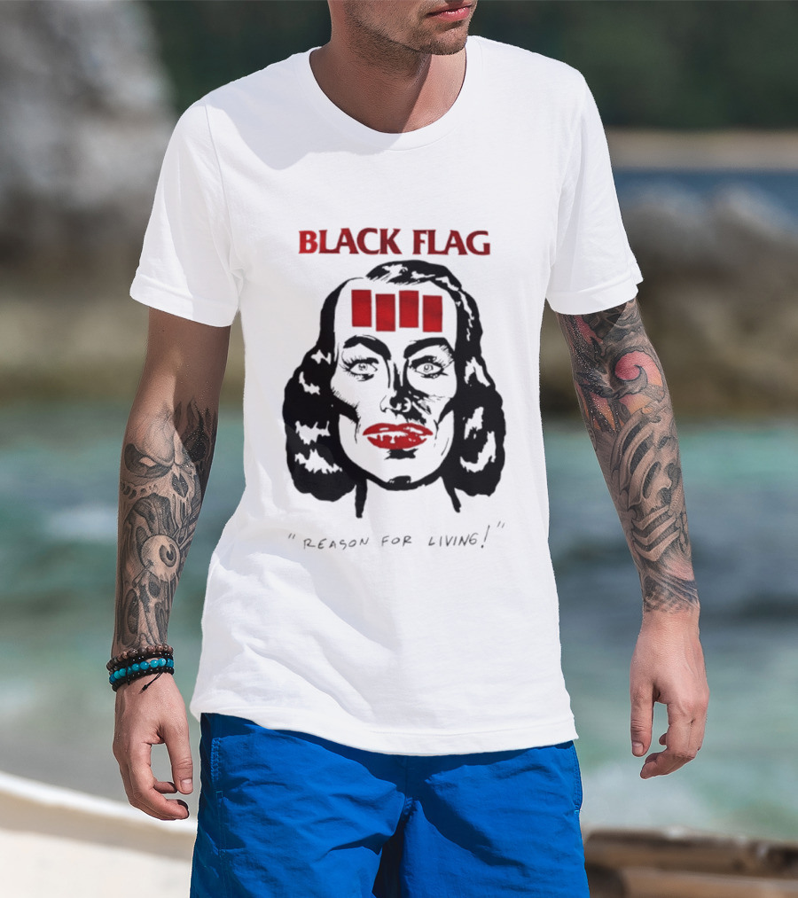 Black Flag Reason For Living Rare 80s T-Shirt
