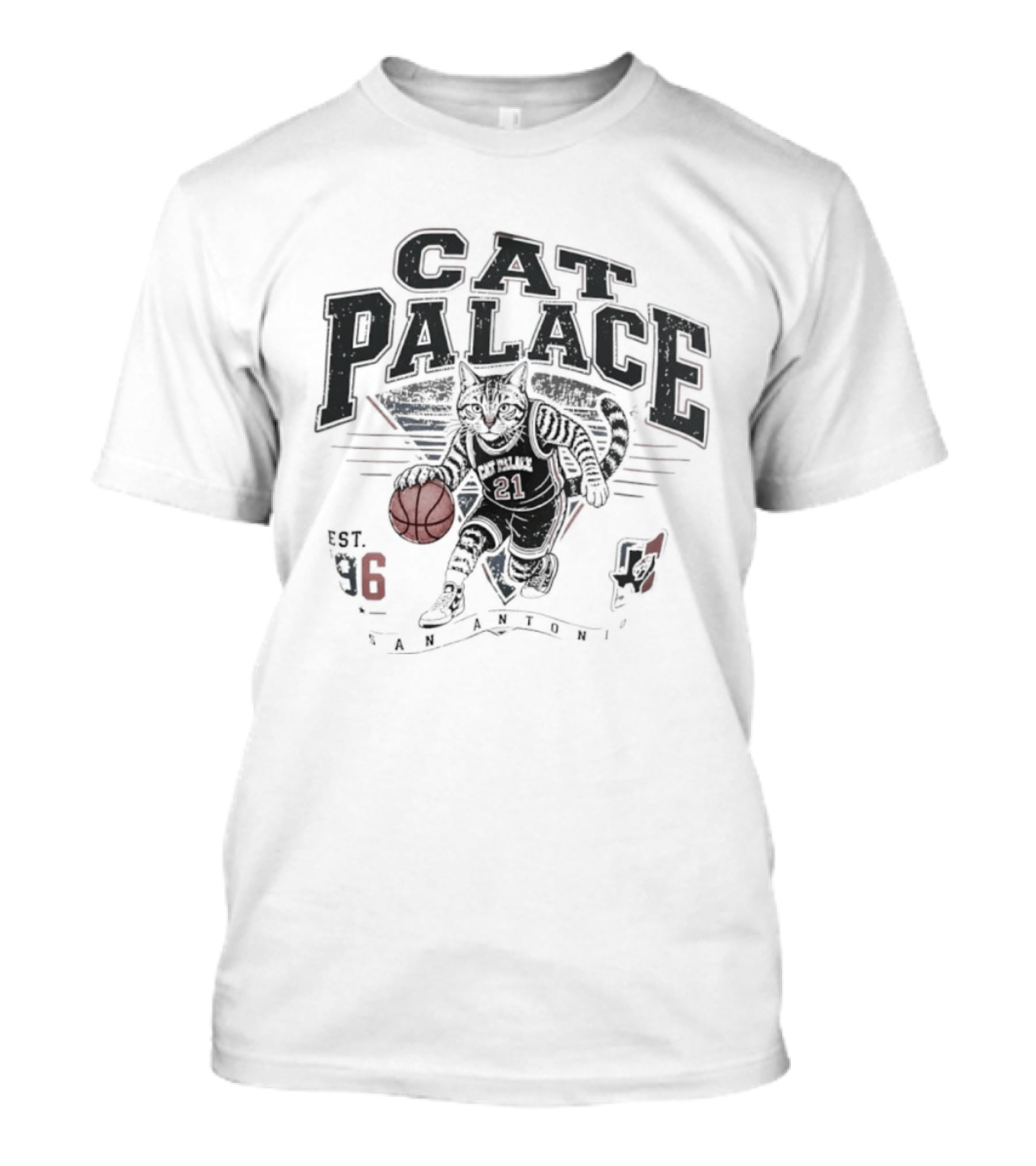 Cat Palace San Antonio Spurs Est 96 Basketball Cat Player T-Shirt