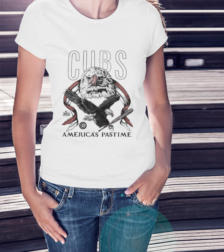 Chicago Cubs America's Pastime Bald Eagle Celebration 250th T-Shirt