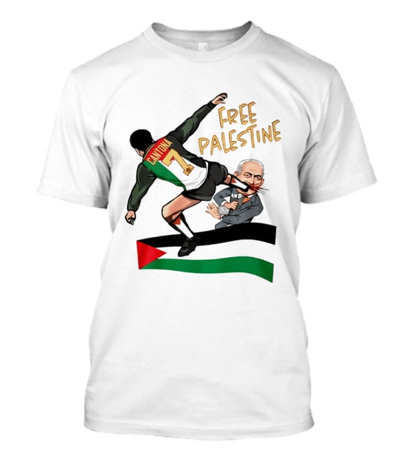 Cantona Number 7 Free Palestine Kick Advocate T-Shirt