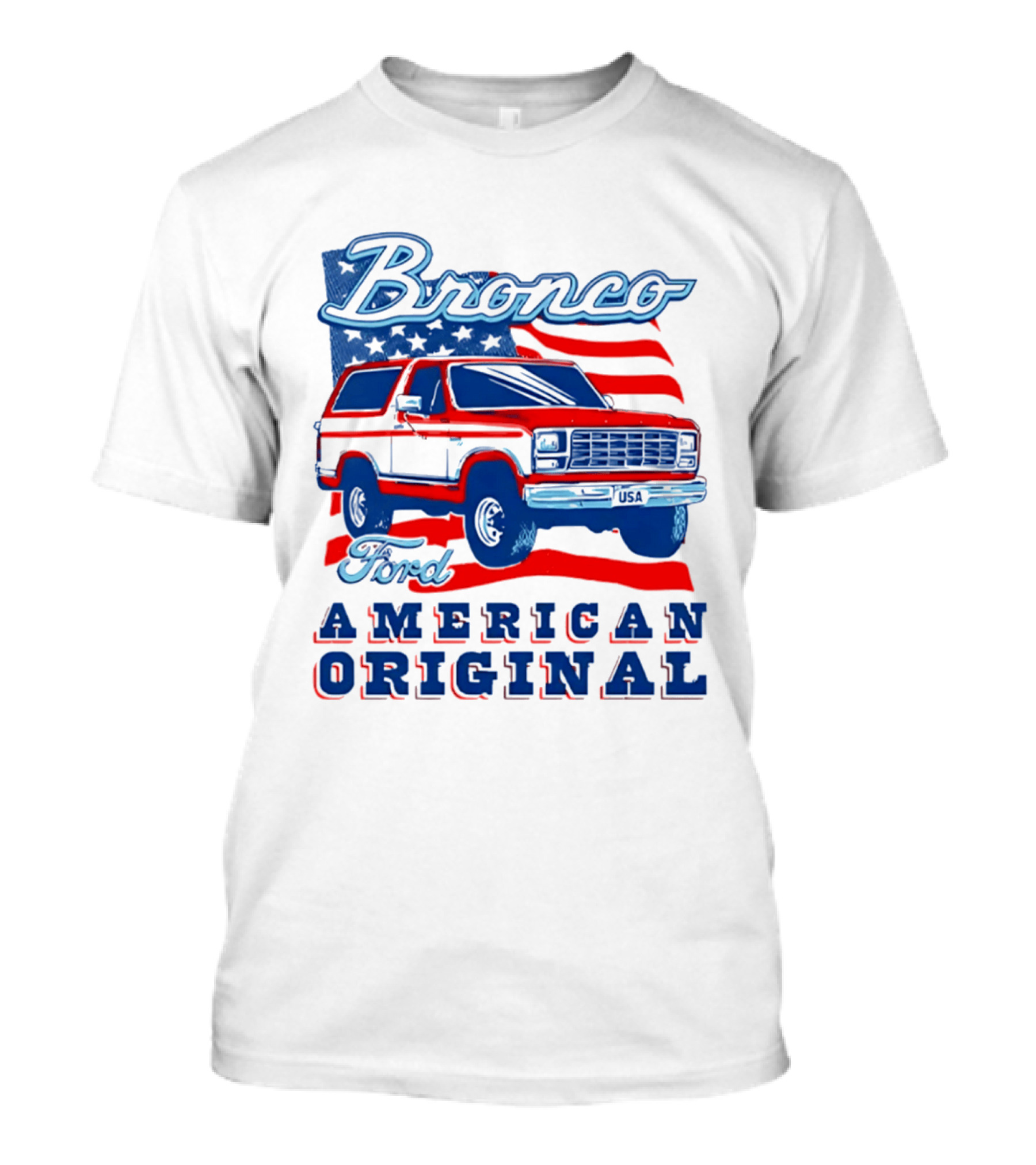 Bronco Ford American Original Vintage Truck Classic Stars And Stripes T-Shirt