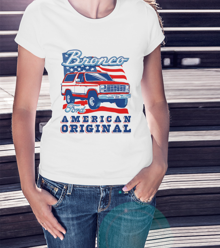 Bronco Ford American Original Vintage Truck Classic Stars And Stripes T-Shirt