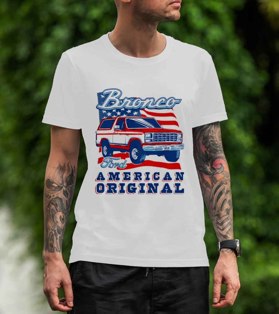 Bronco Ford American Original Vintage Truck Classic Stars And Stripes T-Shirt